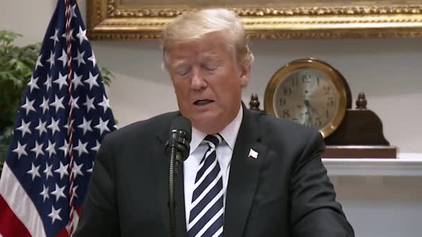 President Trump Thanks Army Corps Engineers Speaks Phony Asylum Seekers — Stock Video