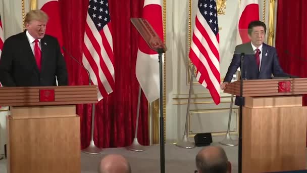 Başkan Trump Tpp Bağlı Olmadığını Söylüyor 2019 Japonya Başbakanı Shinzo — Stok video