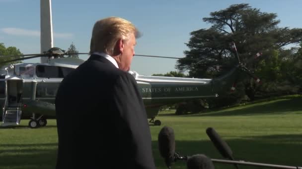 President Trump Speaks His Meeting Prime Minister Abe Japan 2019 — Stock Video