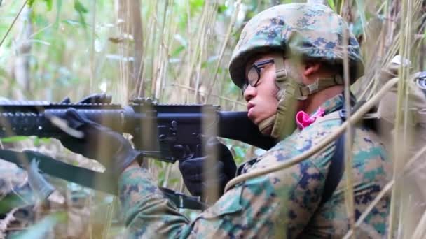 2019 Marines Navy Sailors 3Rd Marine Logistics Group Deltar Djungelkrigföring — Stockvideo