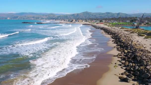 2020 Antena Pustych Opuszczonych Plaż Południowej Kalifornii Bez Nikogo Podczas — Wideo stockowe