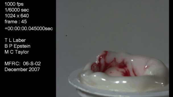 Forensics Crime Lab Studies Slow Motion Blood Drop Falling Milk — Stock Video