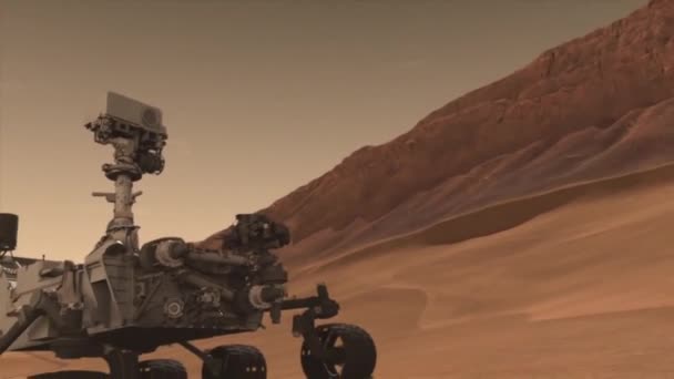 Nasa Animatie Van Curiosity Rover Die Het Marsoppervlak Verkent — Stockvideo