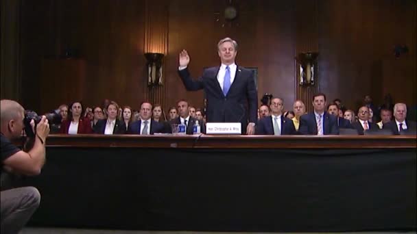 2019 Direttore Dell Fbi Christopher Wray Testimonia Davanti Congresso Degli — Video Stock