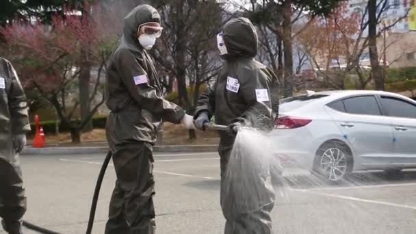 2020 Jižní Korea Podnikla Agresivní Kroky Proti Pandemické Epidemii Viru — Stock video