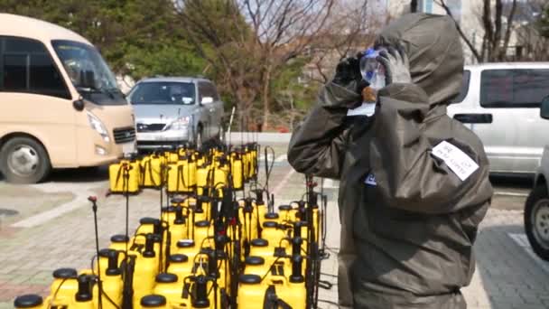 2020 韓国は米国陸軍との協力でコロナウイルスCovid 19ウイルスパンデミック流行に対して積極的な行動を取る — ストック動画