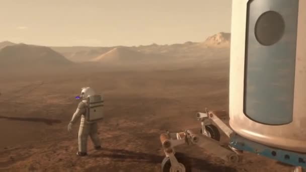 Animation Nasa Montre Une Représentation Futuriste Des Astronautes Surface Mars — Video