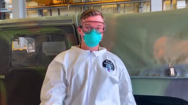2020 Personnel Armée Américaine Dit Tuer Virus Caméra Pendant Épidémie — Video