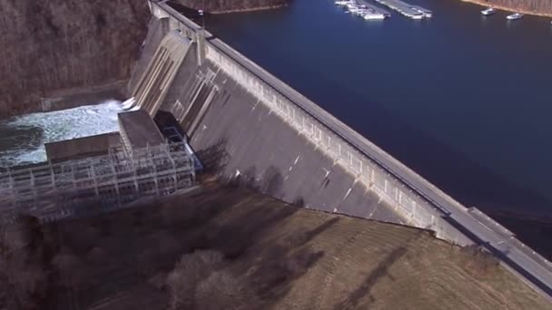 Aerial Norris Dam Hydroelectric Generation Tennessee — Stock Video