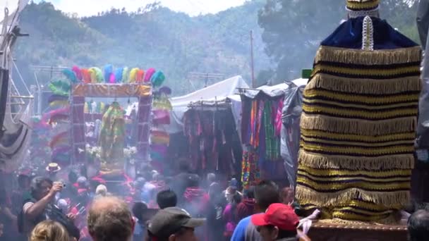 Svatý Týden Velikonoční Katolické Procesí Chichicastenango Guatemala Trhu Města Velmi — Stock video