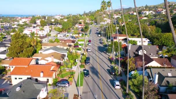 2020 Aerial Streets Southern California Palms Mostly Empty People Stay — Stock Video