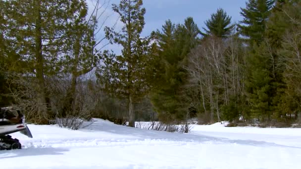 2015 Ein Polizeibeamter Patrouilliert Mit Einem Schneemobil Einem Wald Vermont — Stockvideo