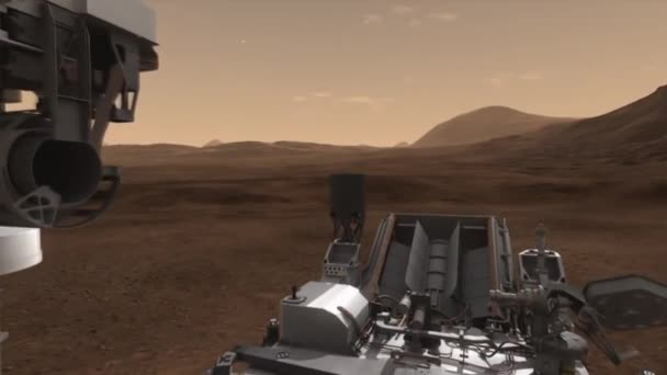 美国航天局探索火星表面的好奇漫游者的动画 — 图库视频影像