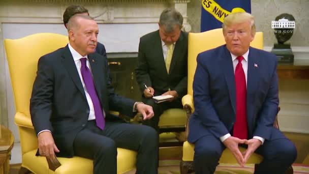 2019 Πρόεδρος Των Ηπα Ντόναλντ Τραμπ Και Τούρκος Πρόεδρος Ρετζέπ — Αρχείο Βίντεο