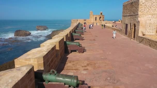 2020 Antena Longo Das Muralhas Forte Essaouira Marrocos — Vídeo de Stock