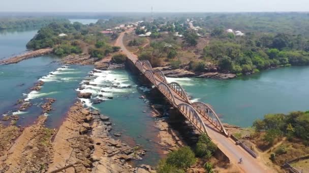 2020 Antenn Över Saltinhobron Över Floden Corumbal Guinea Bissau Västafrika — Stockvideo