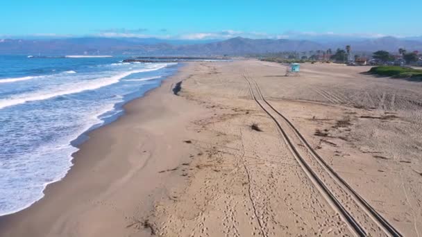 2020 Aereo Della Stazione Salvataggio Chiusa Spiagge Abbandonate Ventura California — Video Stock
