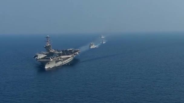 2020 Világjárvány Idején Uss Theodore Roosevelt Repülőgép Anyahajón Kitör Coronavid — Stock videók