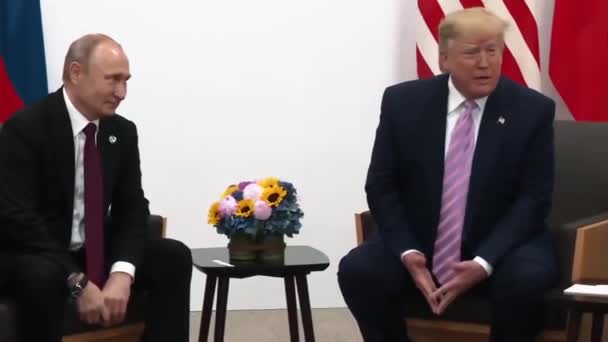 Präsident Trump Nimmt 2019 Einem Bilateralen Treffen Mit Dem Präsidenten — Stockvideo