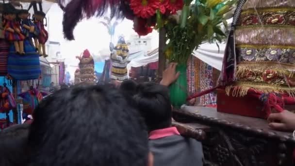 Semaine Sainte Pâques Procession Catholique Chichicastenango Guatemala Marché Ville Est — Video