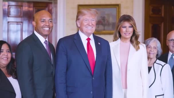 2019 Baseball Sztárt Mariano Riverát Donald Trump Elnök Üdvözli Fehér — Stock videók