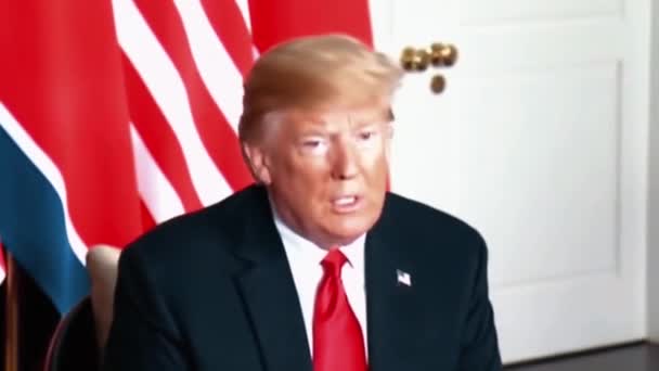 Trump Elnök Részt Vesz Egy Találkozón Kim Jong Észak Koreai — Stock videók