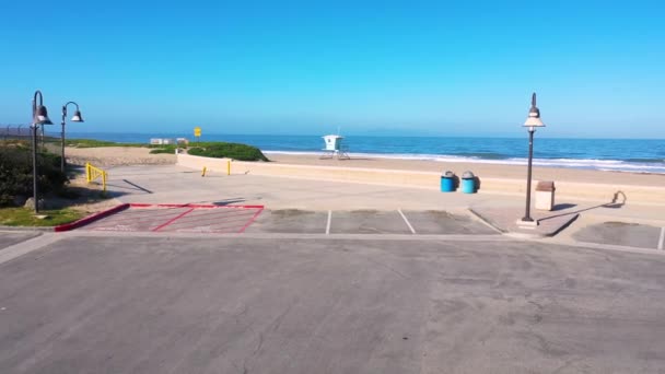 2020 Luchtfoto Van Lege Parkeerplaatsen Verlaten Stranden Van Zuid Californië — Stockvideo
