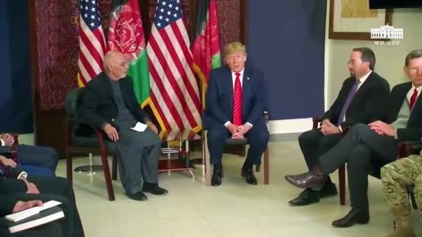 2019 Presidente Trump Realiza Encontro Bilateral Com Presidente Ghani Afeganistão — Vídeo de Stock