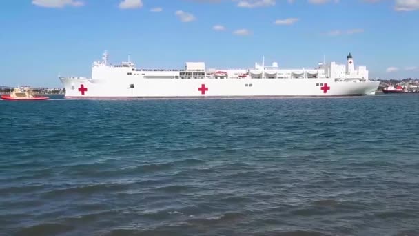 2020 Navy Hospital Ship Mercy Activated Fight Coronavirus Covid Virus — Stock Video