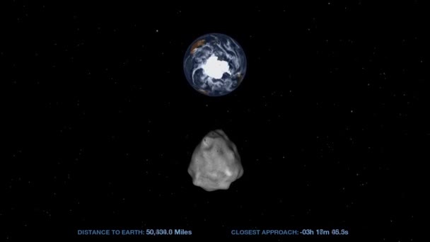 Animación Nasa Asteroide Moviéndose Través Del Espacio Acercándose Tierra — Vídeo de stock