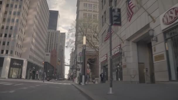 Снимок Пустых Улиц Нью Йорка Время Эпидемии Коронавируса Ковид — стоковое видео