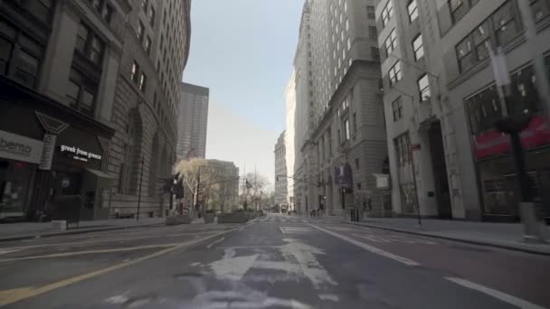 Фотография Брошенных Пустых Улиц Нью Йоркского Манхэттена Бирже Уолл Стрит — стоковое видео