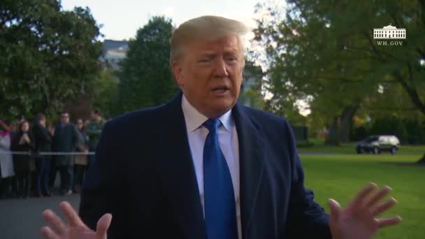 2019 President Donald Trump Addresses Press His Impeachment Says His — Stock Video