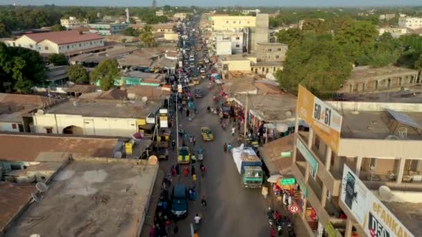 2020 Vuelo Muy Bueno Sobre Mercado Calle África Occidental Gambia — Vídeos de Stock