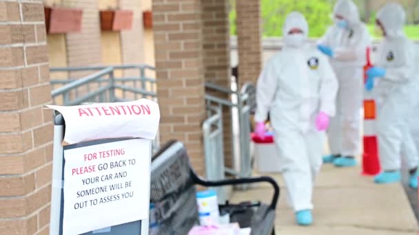 2020 Los Pacientes Con Coronavirus Covid Son Probados Una Clínica — Vídeo de stock