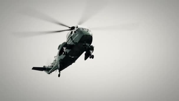 Başkan Denizci Bir Helikopteri Iniş Için Geliyor — Stok video