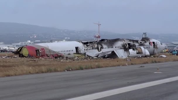 Кадри Авіакатастрофи Авіакомпанії Asiana Airlines Сан Франциско 2013 Році — стокове відео