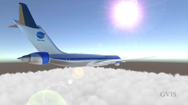 Nasa Animated Visualization Single Aisle Turboelectric Hybrid Electric Conceptual Airplane — Stock Video