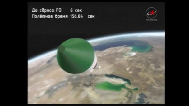 Animatiefilm Beschrijft Verschillende Stadia Van Een Russische Sojoez Raket Tijdens — Stockvideo