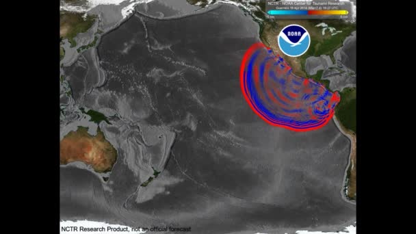 Visualización Animada Por Noaa Del Tsunami Guerrero México 2014 — Vídeos de Stock