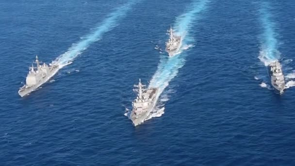 Вмс Сша Jmsdf Завершает Multisail — стоковое видео