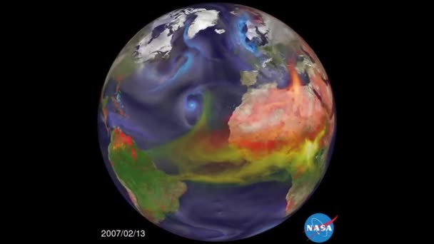 지구의 아름다운 지도는 2014 대기중으로 에어로졸이 방출되는 모습을 보여준다 — 비디오