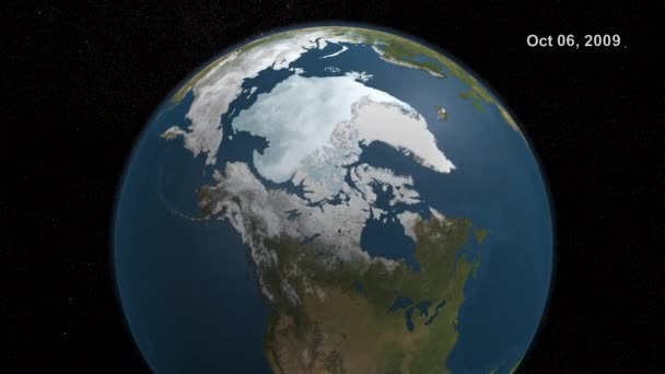 Une Carte Animée Globe Montre Formation Glace Mer Dans Arctique — Video