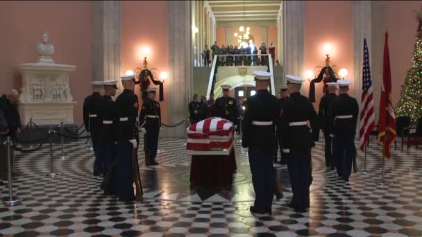 Astronauta John Glenn Funeral Formal Estado Com Guarda Militar — Vídeo de Stock