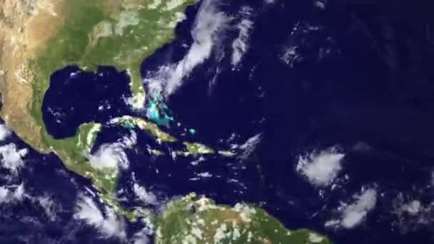 Weather Map Tracks Hurricane Irene Crosses Caribbean 2014 Elements Image — Stock Video