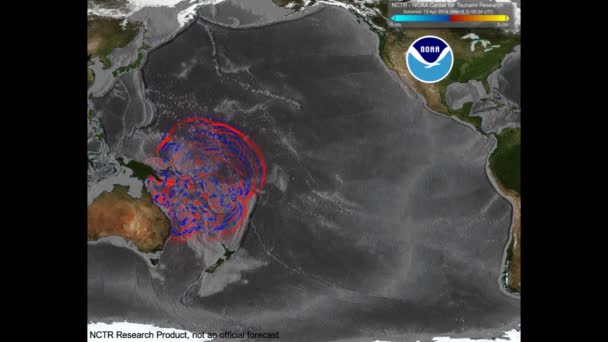 Noaa Geanimeerde Visualisatie Van Salomonseilanden Tsunami Van 2014 — Stockvideo