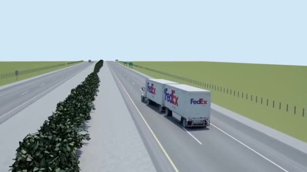 Animovaná Vizualizace Srážky Autobusového Kamionu Hlavní Dálnici — Stock video