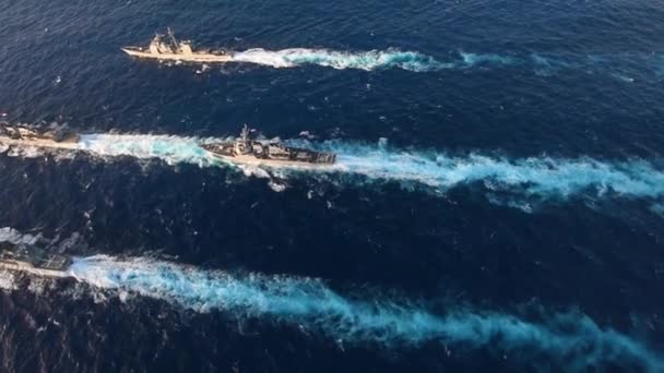 Amerikaanse Marine Jmsdf Concludeert Multisail — Stockvideo