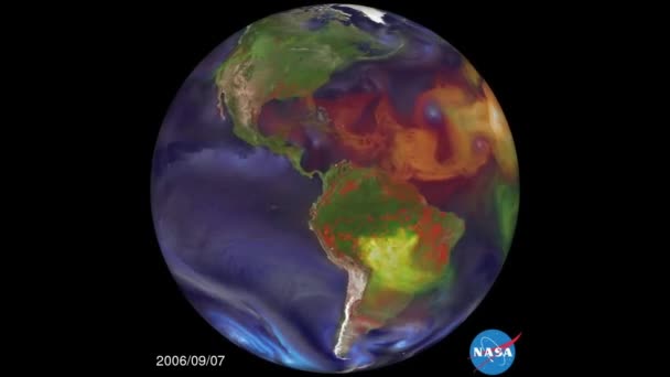 Красивая Карта Земли Показывает Выброс Аэрозолей Атмосферу 2014 Году — стоковое видео