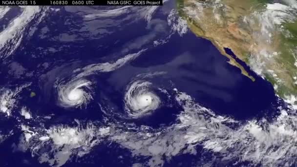 太平洋上空热带风暴的卫星跟踪 — 图库视频影像